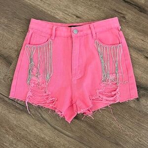 Blue B Pink Rhinestone Shorts